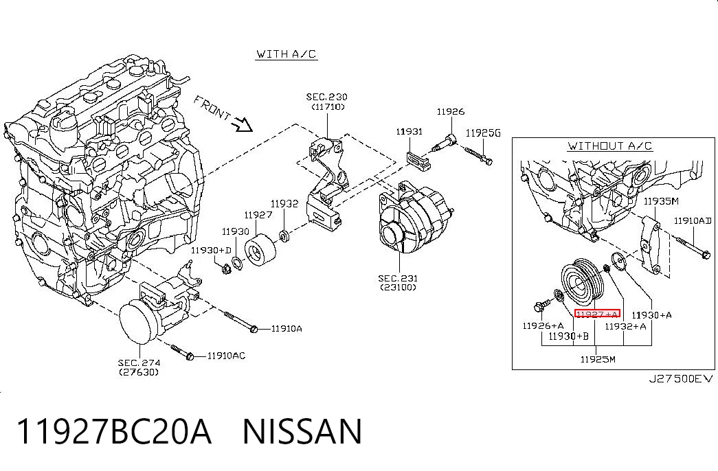 Натяжной ролик Nissan Qashqai +2 I внедорожник (J10) (2007 - 2014) цена, от 28.13 USD