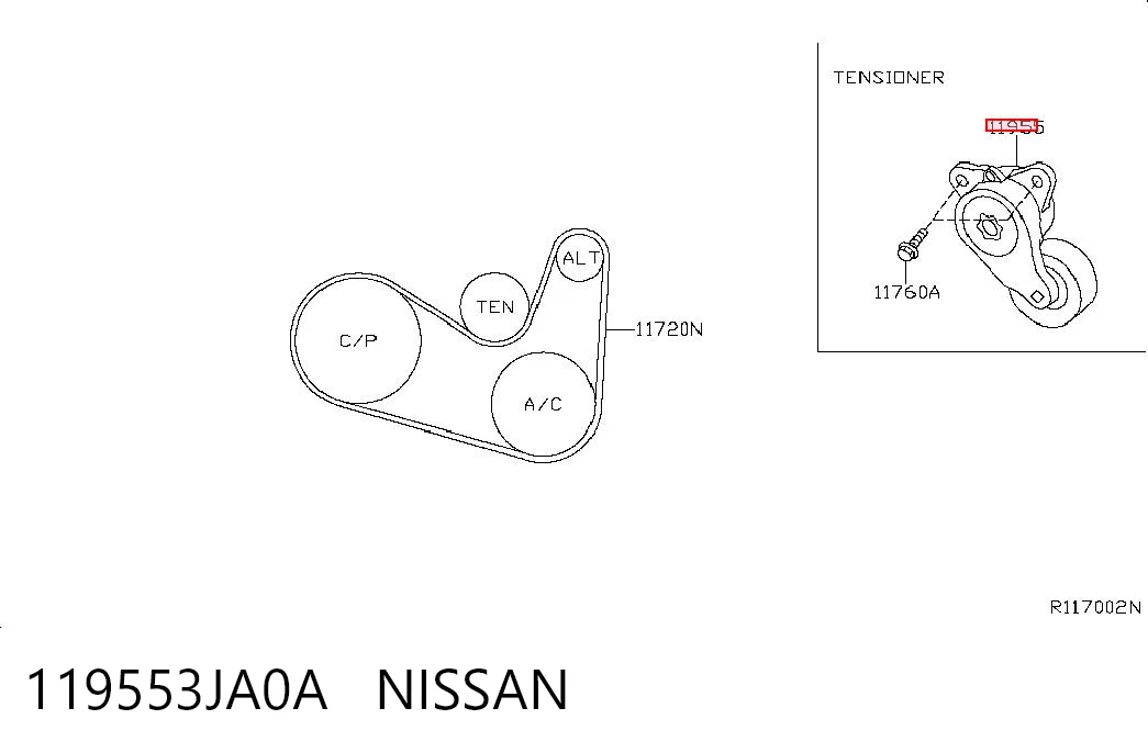 119553JA0A Nissan/Infiniti Натяжитель клинового ремня