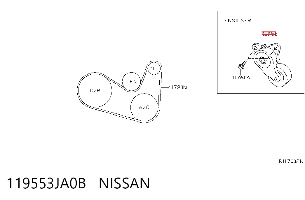 119553JA0B Nissan/Infiniti Натяжитель клинового ремня