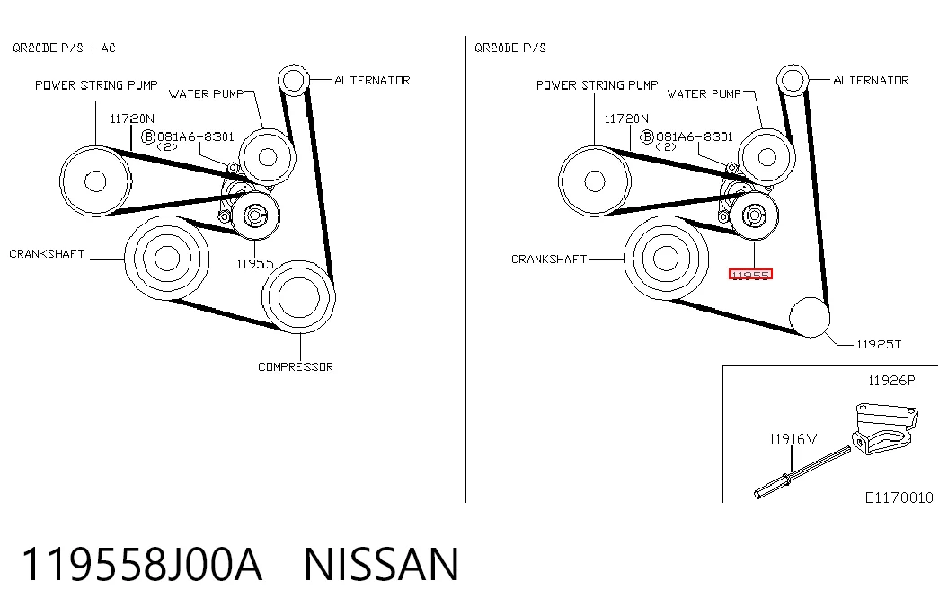 119558J00A Nissan/Infiniti Натяжитель клинового ремня