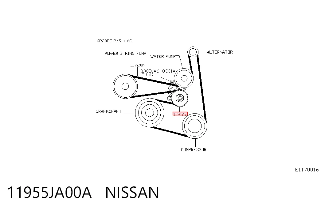 11955JA00A Nissan/Infiniti Натяжитель клинового ремня
