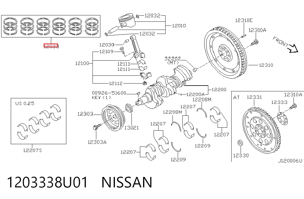 Кольца поршневые комплект, STD Renault (RVI) 120332Y900
