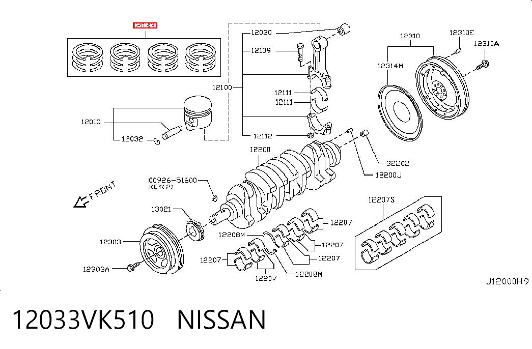 23265STD Riken Комплект поршневых колец, STD