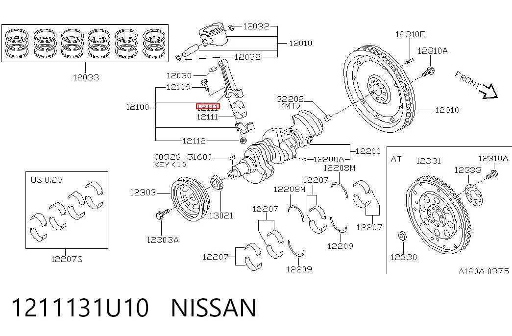 1211131U10 Renault (RVI) Комплект подшипников скольжения