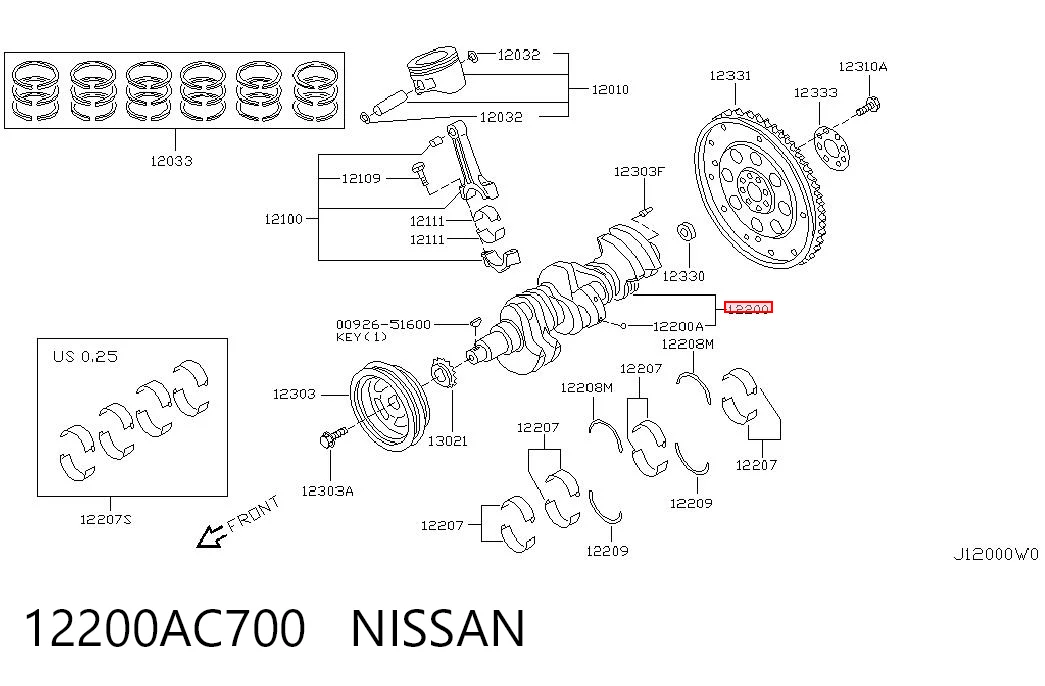 12200AC700 Nissan/Infiniti Коленвал двигателя