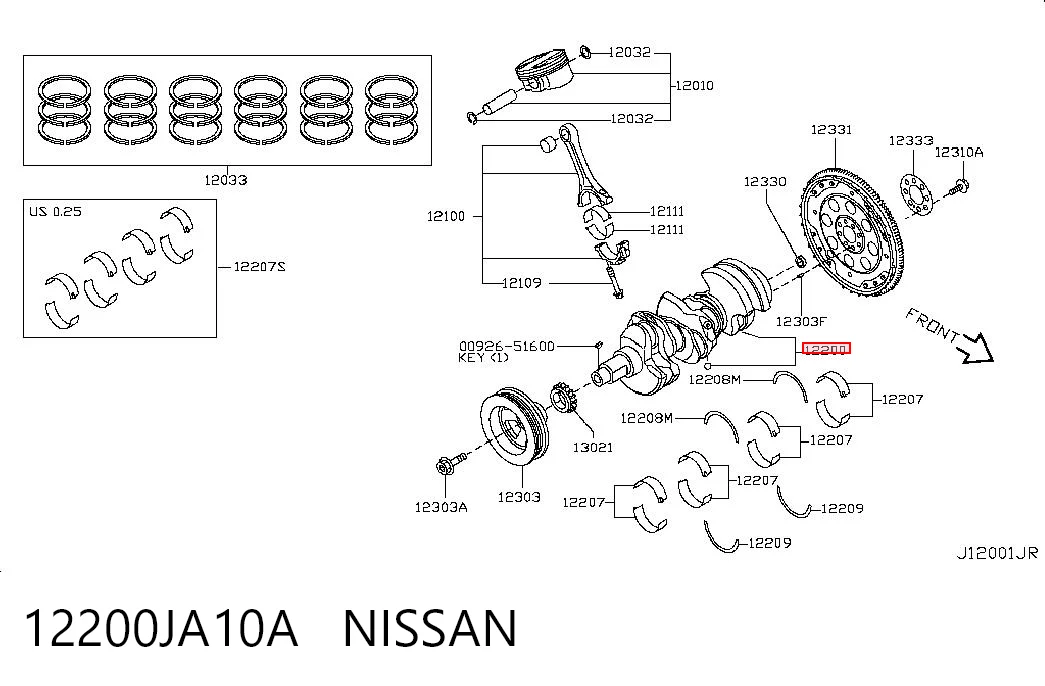 Коленвал двигателя на Nissan Murano  Z51