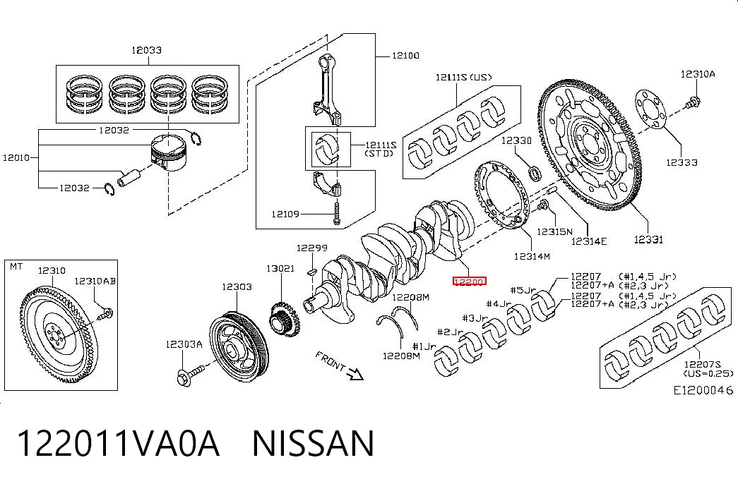 Коленвал двигателя на Nissan X-Trail  T31