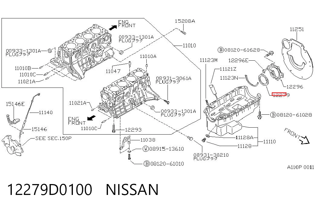 12279D0100 Nissan/Infiniti Сальник коленвала двигателя, задний