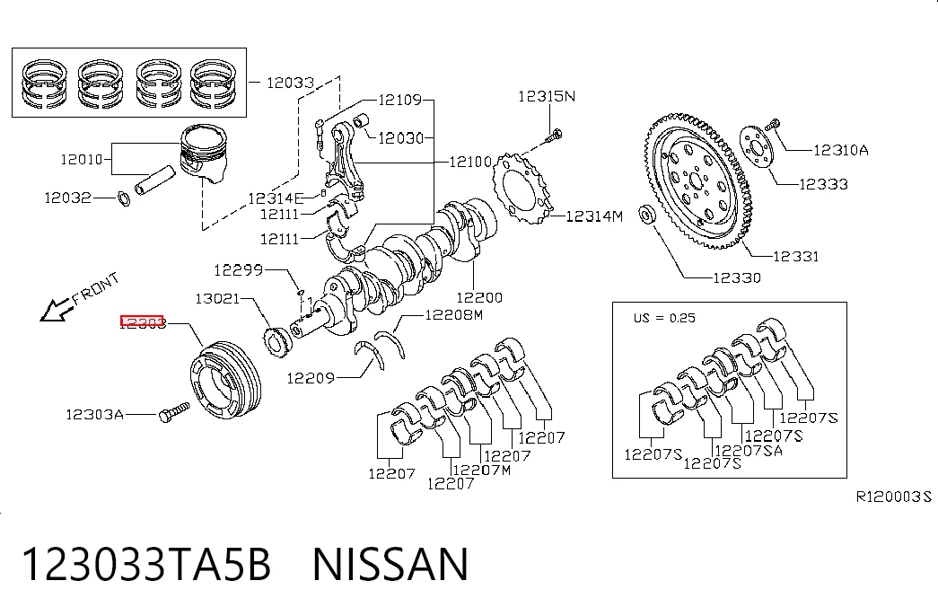 Шкив коленвала (демпфер) Nissan Rogue внедорожник (T32U) (2013 - 2020) цена, от 22.81 USD