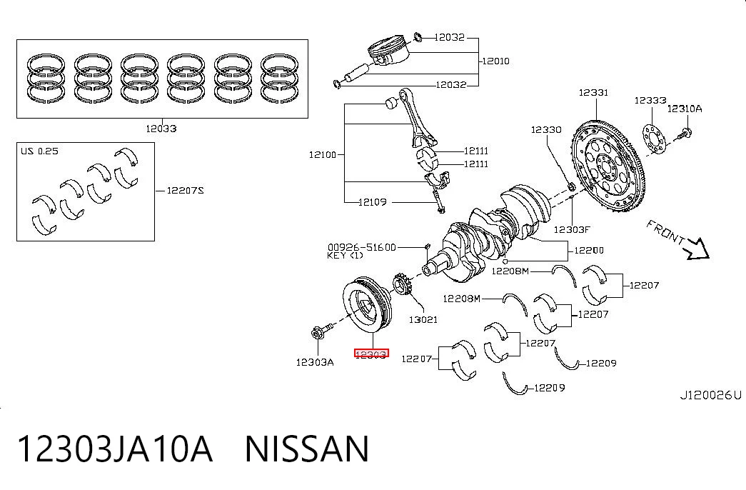 12303JA10A Nissan/Infiniti Шкив коленчатого вала