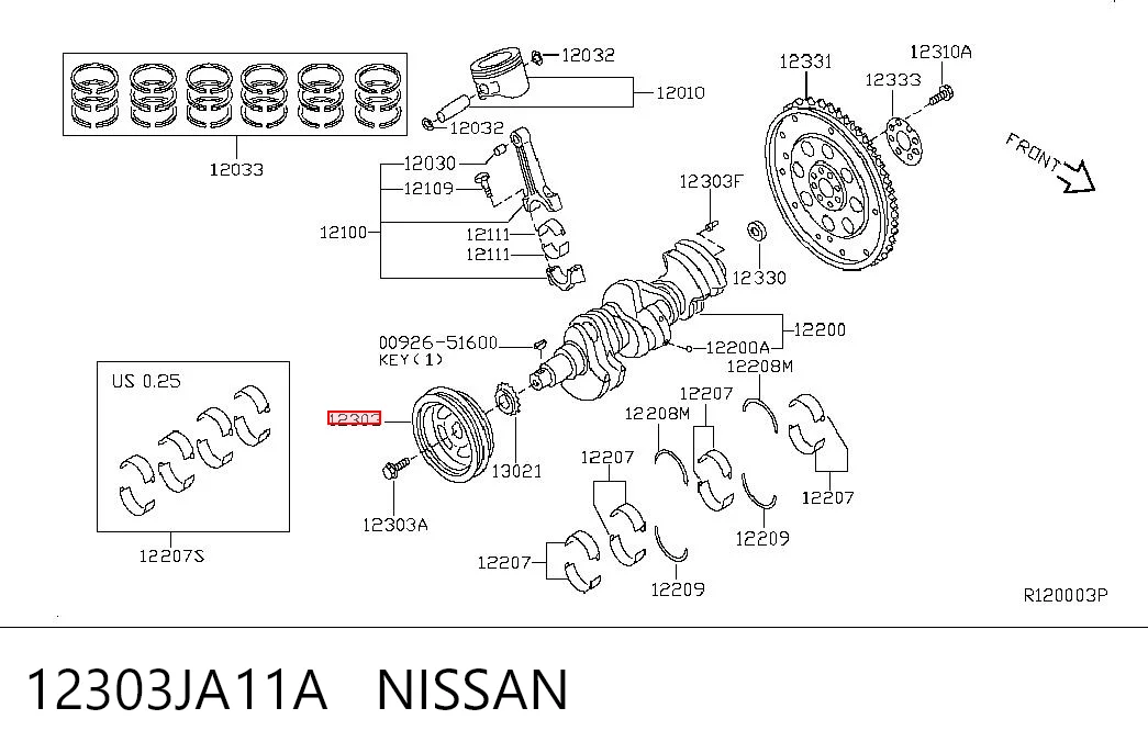 12303JA11A Nissan/Infiniti Шкив коленчатого вала