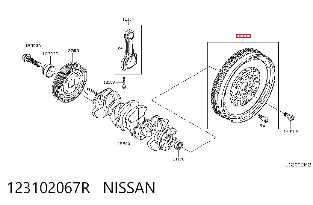Маховик двигателя Nissan Qashqai II внедорожник (J11) (2013 - 2021) цена, от 450.28 USD
