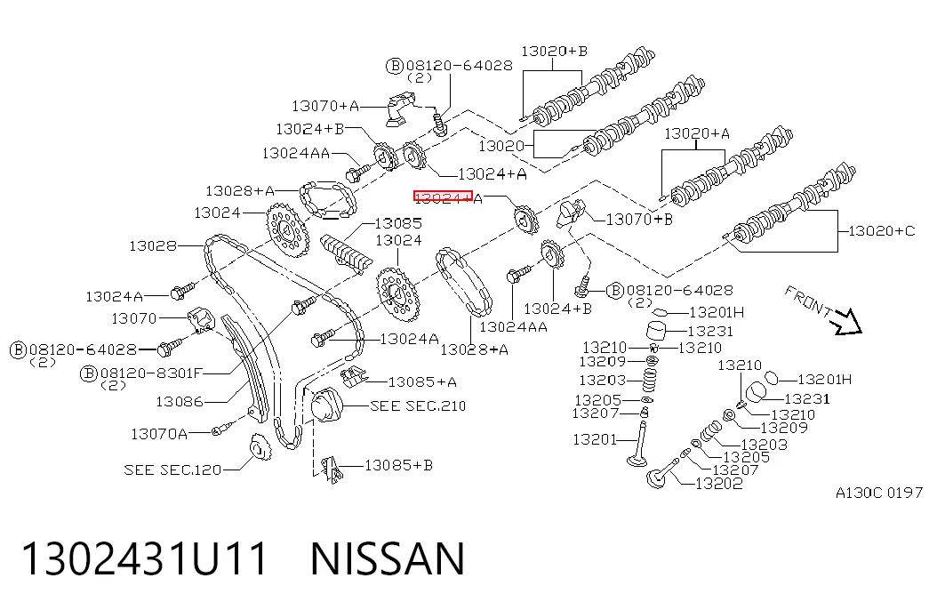 1302431U11 Nissan/Infiniti Звездочка шестерня распредвала двигателя выпускного