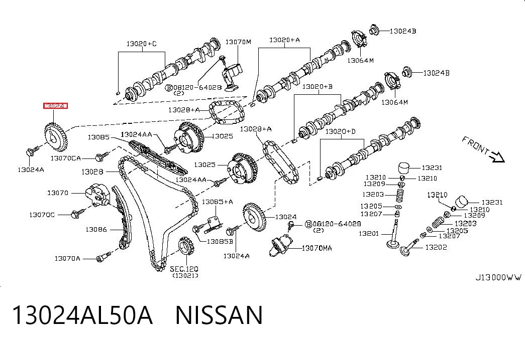13024AL50A Nissan/Infiniti Звездочка-шестерня распредвала двигателя, выпускного