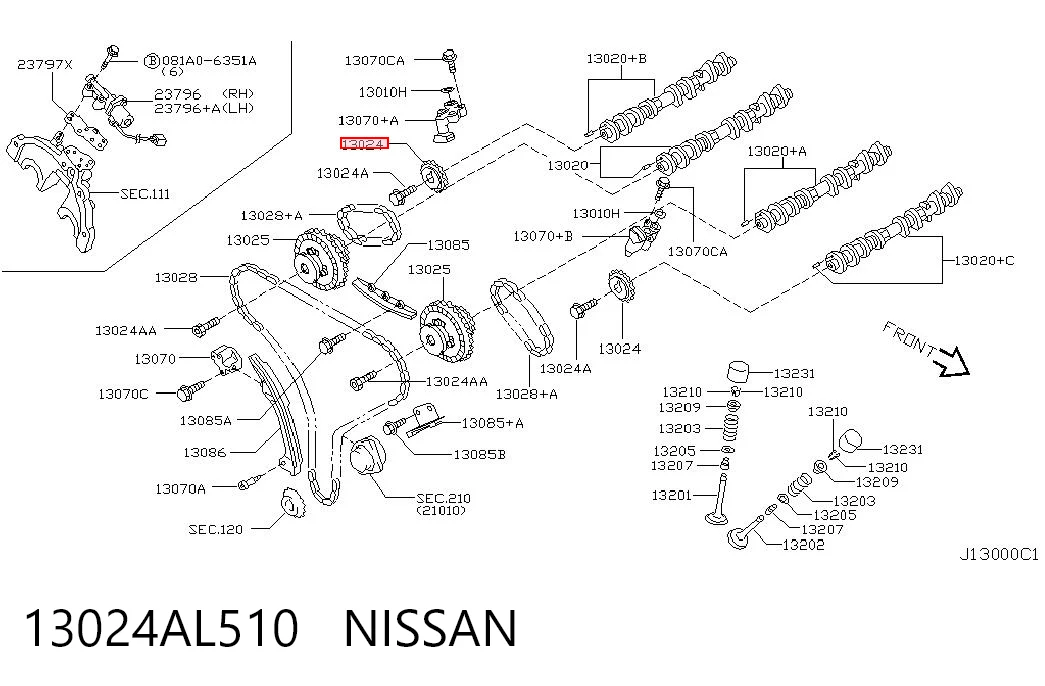 13024AL510 Nissan/Infiniti Звездочка-шестерня распредвала двигателя, выпускного