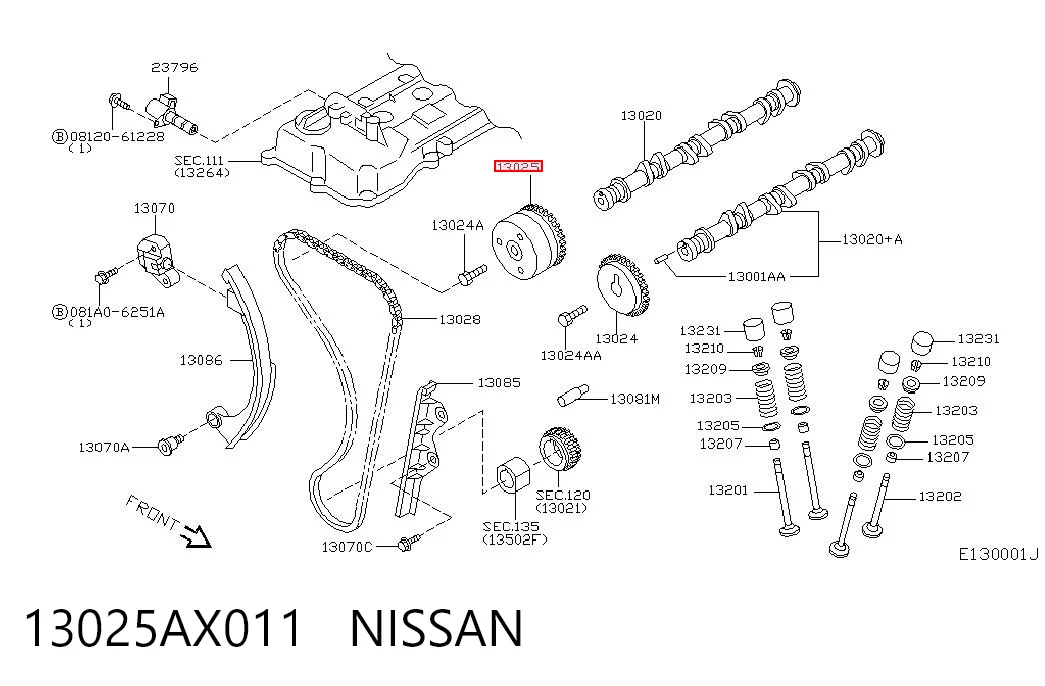 Купить 13025AX010ZUNI Zuiko Механизм регулировки фаз грм