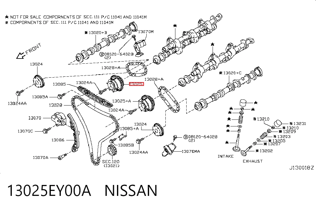 13025EY00A Nissan/Infiniti Звездочка-шестерня распредвала двигателя, впускного правого