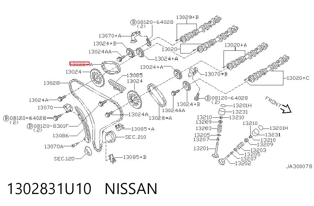 1302831U10 Nissan/Infiniti Цепь ГРМ верхняя
