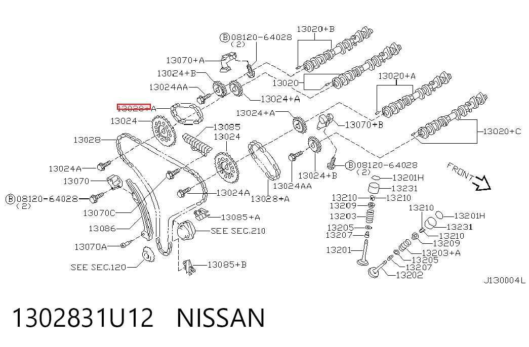 1302831U12 Nissan/Infiniti Цепь ГРМ верхняя