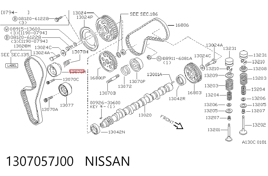 Ролик натяжителя ремня газораспределения Nissan Primera седан (P11) (1996 - 2002) цена, от 17.09 USD