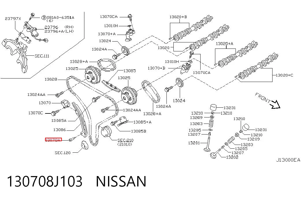 130708J103 Nissan/Infiniti Натяжитель цепи ГРМ правый