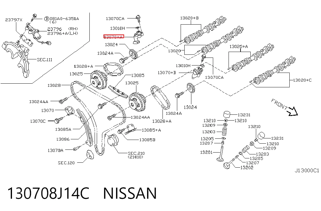 130708J14C Nissan/Infiniti Натяжитель цепи ГРМ правый