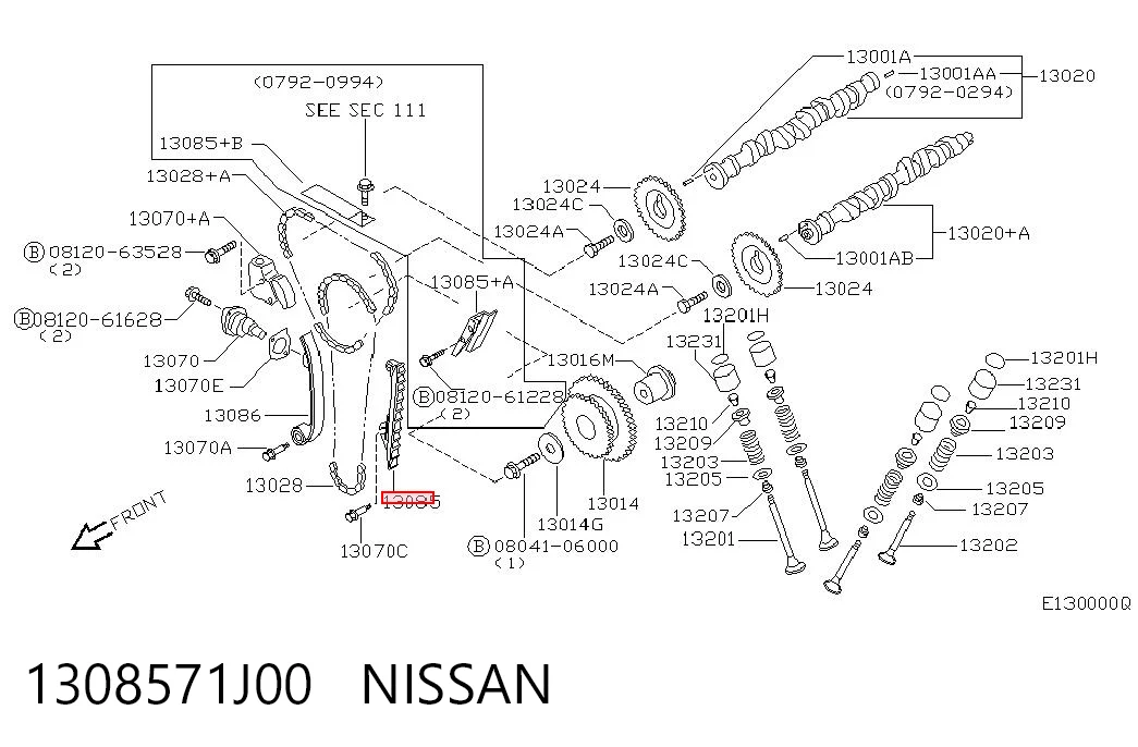 1308571J00 Nissan/Infiniti Успокоитель цепи ГРМ, левый