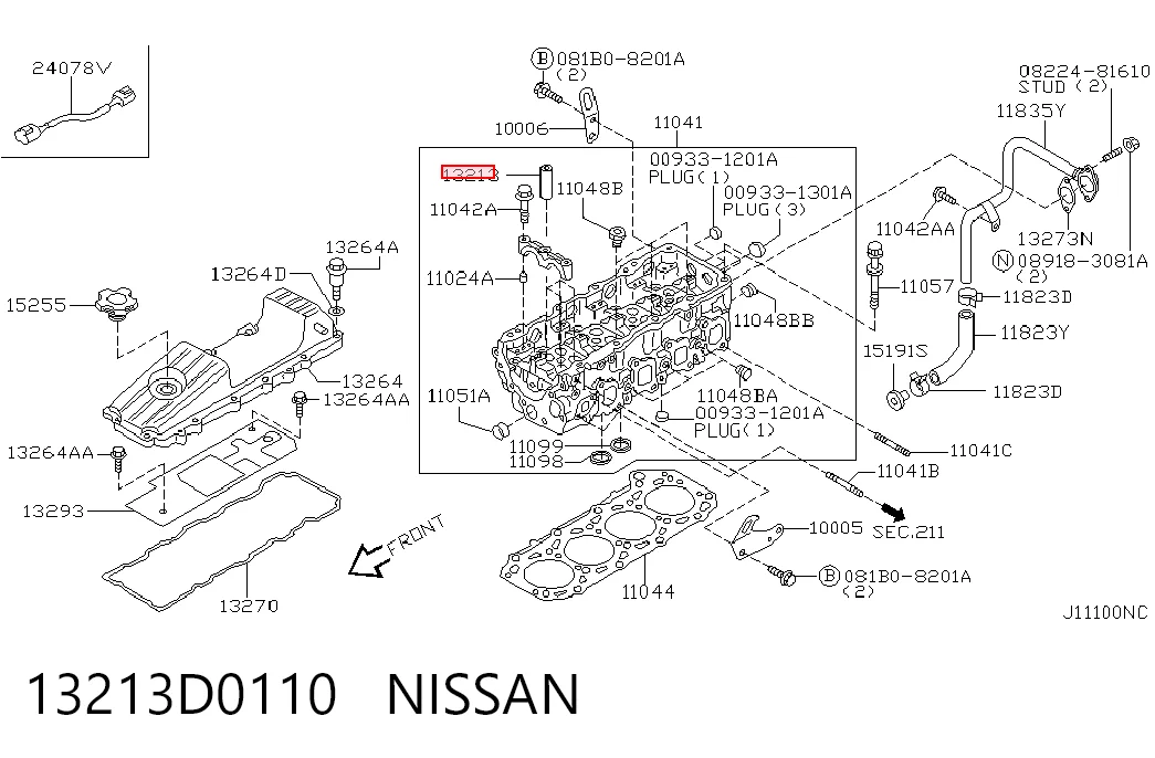 Купить 13213D0110 NIPPON MOTORS Направляющая клапана выпускного
