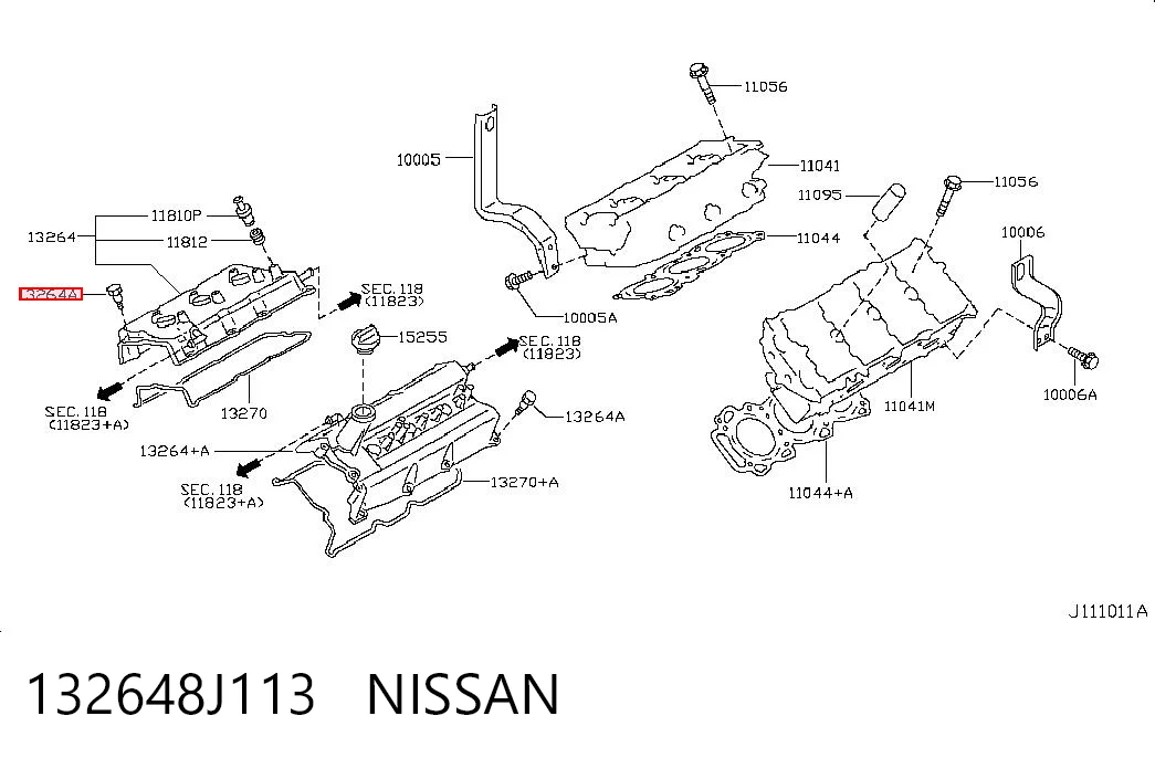 132648J113 Nissan/Infiniti Крышка клапанная левая