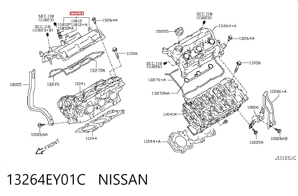 13264EY01C Nissan/Infiniti Крышка клапанная правая