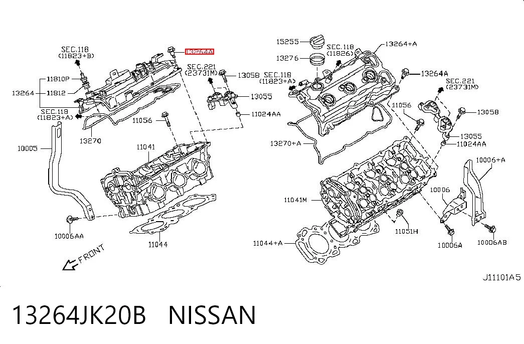 13264JK20B Nissan/Infiniti Крышка клапанная левая