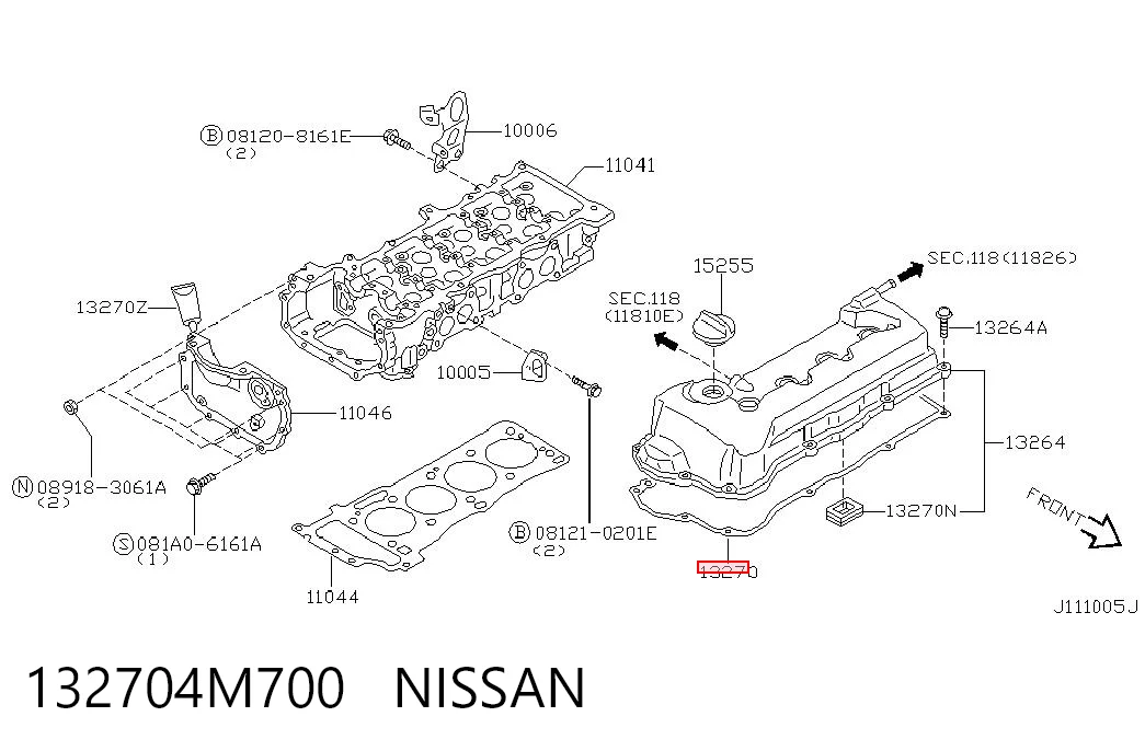132704M700 NIPPON MOTORS Прокладка крышки клапана
