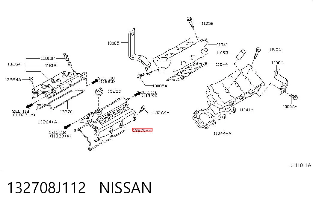 132708J112 Nissan/Infiniti Левая прокладка клапанной крышки