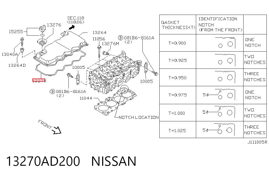 13270AD200 NIPPON MOTORS Прокладка крышки клапана