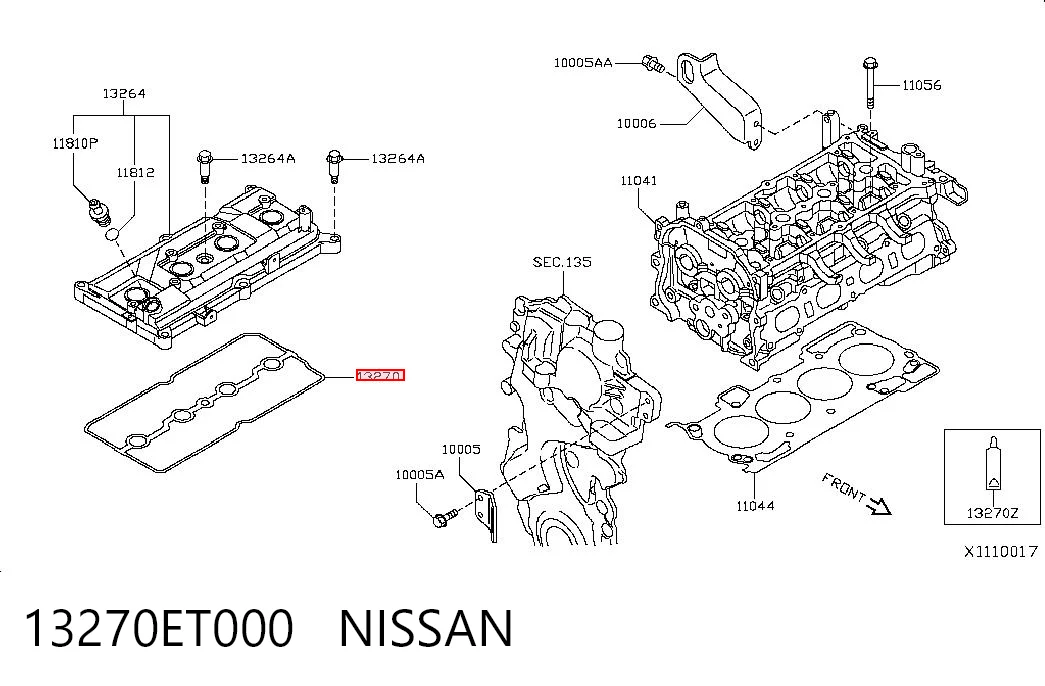 13270ET000 Nissan/Infiniti Прокладка крышки клапана
