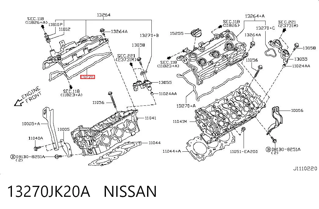 13270JK20A Nissan/Infiniti Правая прокладка клапанной крышки