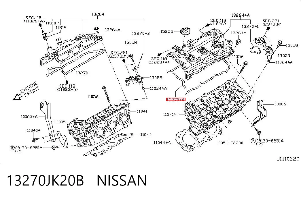 13270JK20B Nissan/Infiniti Левая прокладка клапанной крышки