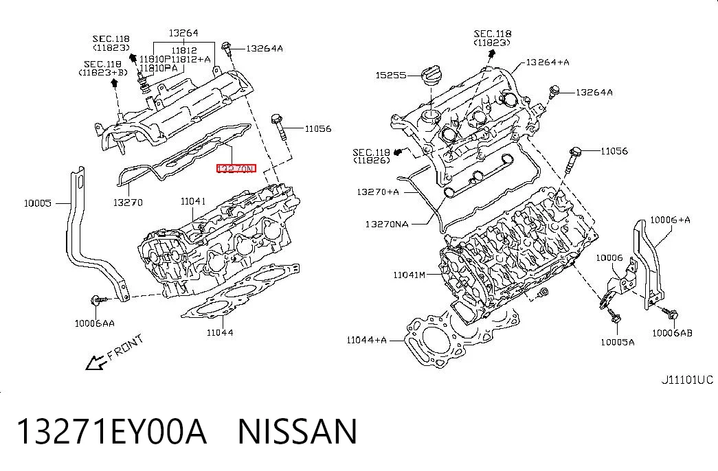 13271EY00A Nissan/Infiniti Прокладка клапанной крышки двигателя внутренняя