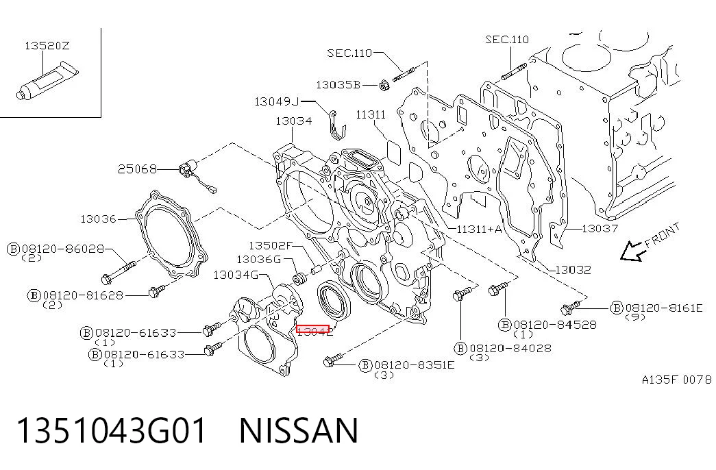 N2255 Musashi Сальник коленвала двигателя, передний
