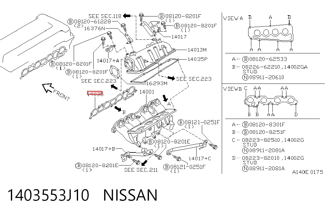 Прокладка впускного коллектора INNMM2168I NIPPON MOTORS