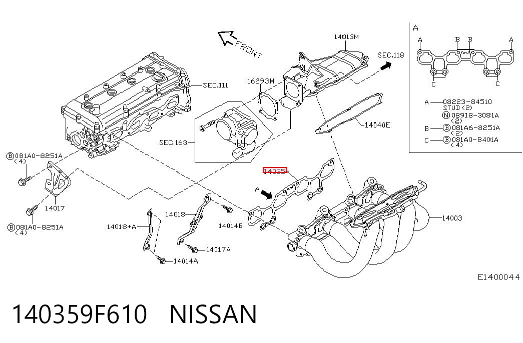  Прокладка впускного коллектора на Nissan Almera TINO V10