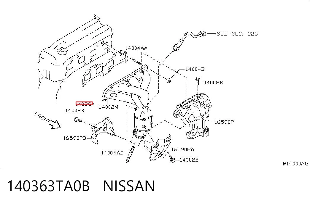 140363TA0B Nissan/Infiniti Прокладка коллектора выпуск