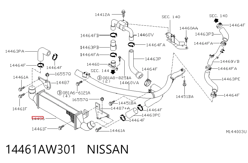Охладитель наддувочного воздуха на Nissan Almera II N16