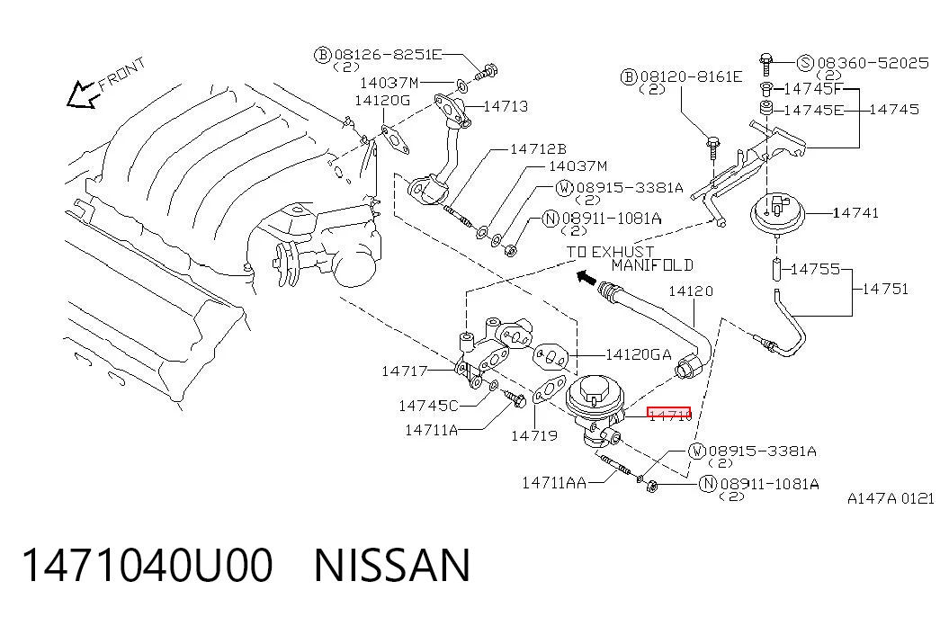 1471040U00 Nissan/Infiniti Клапан рециркуляции отработавших газов EGR