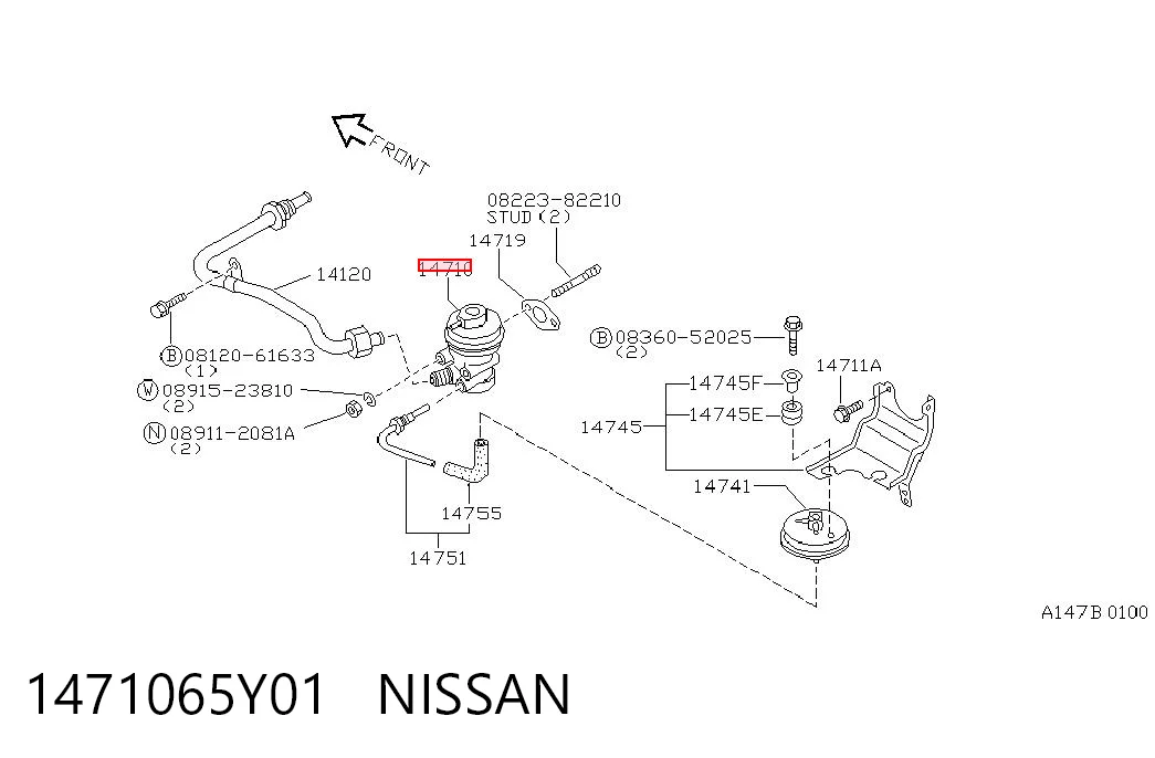 Клапан рециркуляции отработавших газов EGR на Nissan Almera I N15