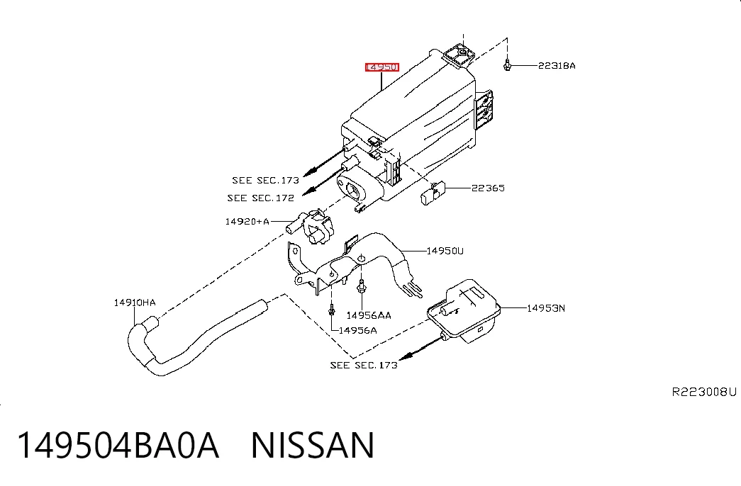 149504BA0A Nissan/Infiniti Абсорбер топливных паров