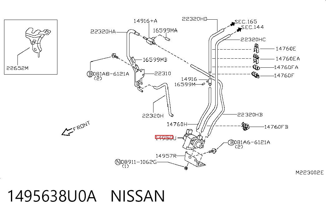 1495638U0A Nissan/Infiniti Клапан обратный тормозной системы