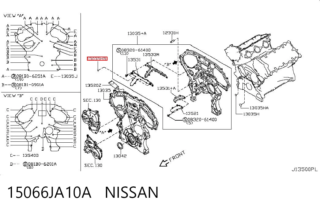15066JA10A Nissan/Infiniti Прокладка передней крышки двигателя, сальник ТНВД