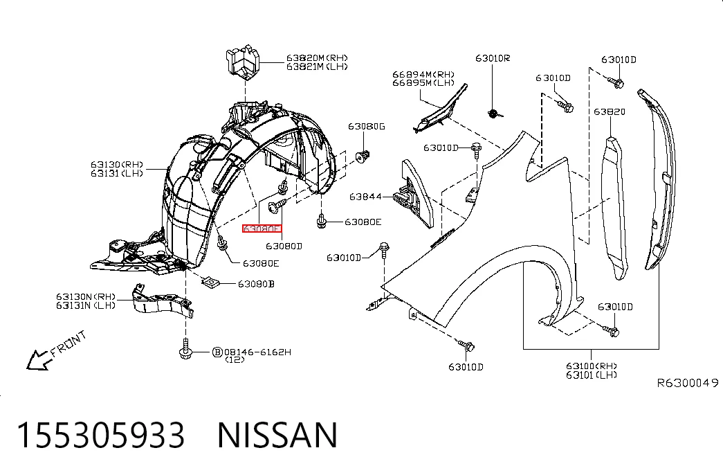 155305933 Nissan/Infiniti Клип крепления подкрылка переднего крыла