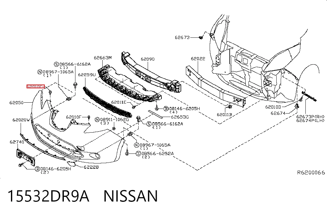 15532DR9A Nissan/Infiniti Клип крепления подкрылка переднего крыла